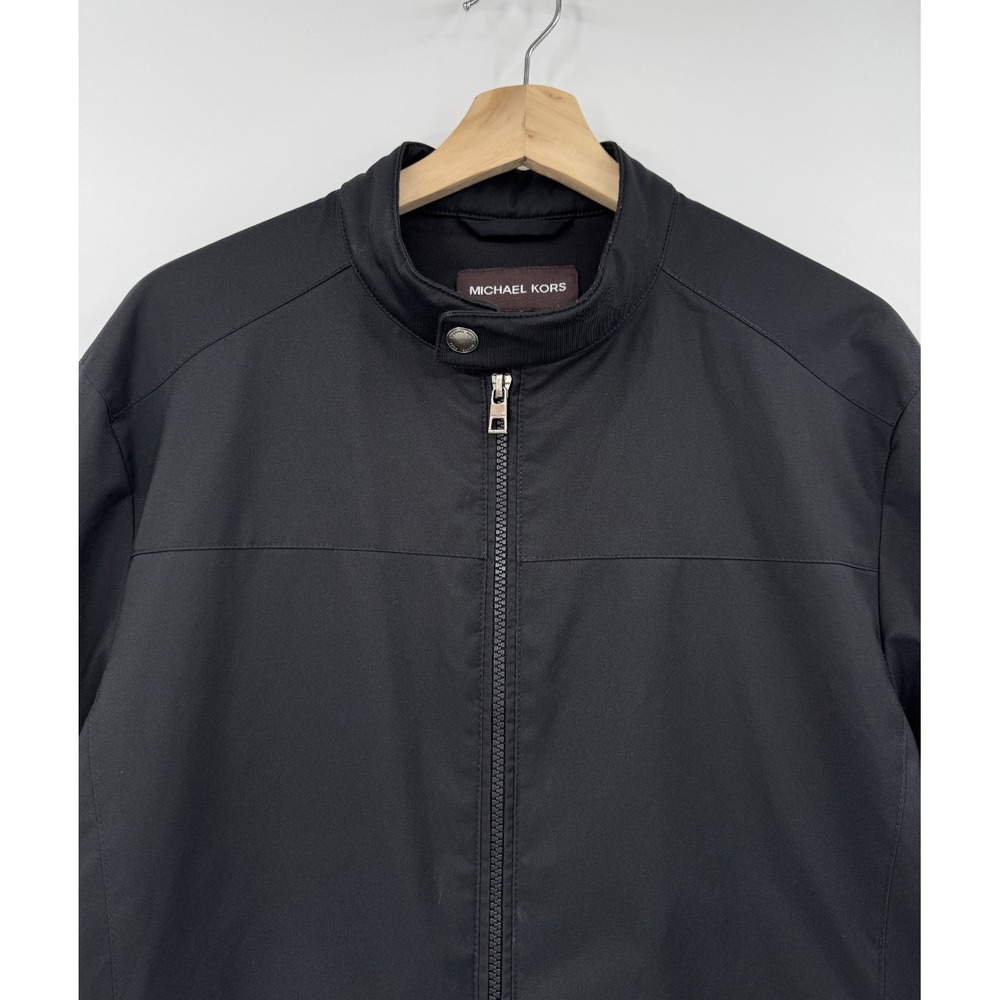 Michael Kors Men's Black Full Zip Bomber Jacket Size Large Minimalist - Picture 3 of 11